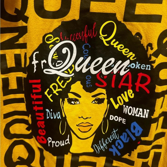 On Fire Queen Yellow Long Sleeve Hoodie T-Shirt Sz XL - Picture 4 of 7